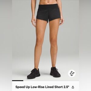 Lululemon low rise speed up short size 4 2.5 inch